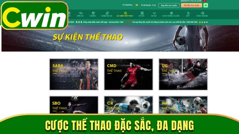 Cược thể thao đặc sắc, đa dạng