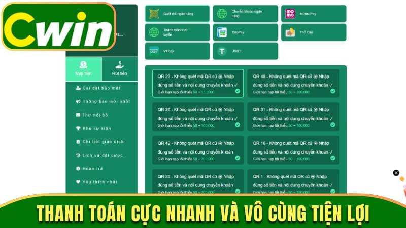 Thanh toán cực nhanh và vô cùng tiện lợi